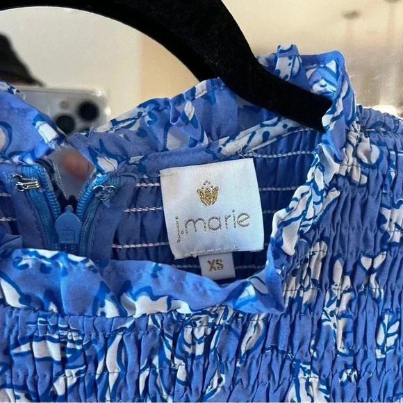 165 J. Marie Women's The Alexandra Ruched Dress Size XS Color Blue White - Picture 4 of 7